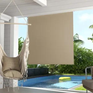 6' x 6' Patio Door Blinds, Outdoor Roller Shades, Cordless Roll Up Shade for Porch Gazebo, Beige