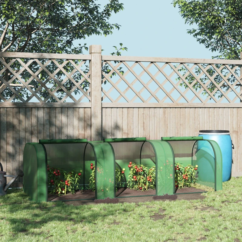 9.7' x 3.3' x 2.5' Mini Tunnel Greenhouse with PE Cover Garden Green Grow Shed with Steel Frame Zipped Doors, Dark Green