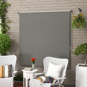 6' x 6' Patio Door Blinds, Outdoor Roller Shades, Cordless Roll Up Shade for Porch Gazebo, Light Grey