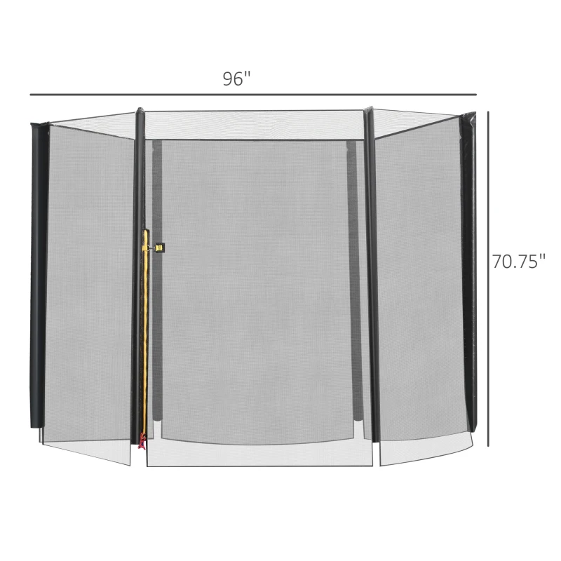8FT Round Trampoline Enclosure Net Outdoor Bounce Safety Net Replacement for 6 Poles Black - Image 2