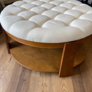 Tufted Off White, Two Tier Coffee Table. 35"x18"h