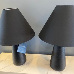 Two Black Torrion Stone Resin Table Lamps. 25"