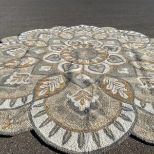 Safavieh 100% Wool, Hand Tuffted, 10x10 Round Area Rug in Ivory/Beige/Sage