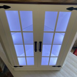 Winston Porter White Two Door Corner Cabinet w/LED Lighting. 28x17x32H