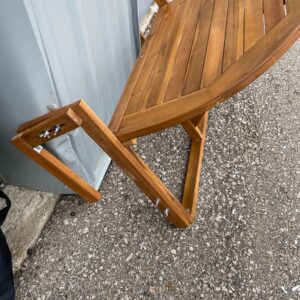Sirvon Half Round Folding Balcony Table. Certified sustainable acacia wood. Adjustable height and width.