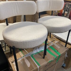 Sherpa Dining or Side Chairs. White on Black Metal Frame. 20x20x20" Seat Height. Back Height 30"