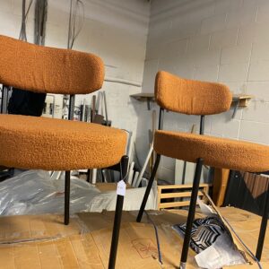 Sherpa Dining or Side Chairs. Orange on Black Metal Frame. 20x20x20 Seat Height. Back Height 30". Set of 2