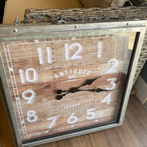 Heavy 24x24" Rustic Look Clock with Chain to hang
