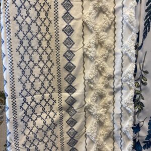 Amir Cotton Print Curtain Panel with Chenille Stripe. One Only. 50"x84"