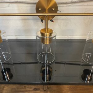 Three Light Gold Vanity Light with Clear Shades