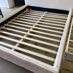 Low Profile Chenille Platform Bed, Queen, White