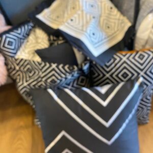 Queen comforter set in cotton sateen with two pillows, two shams, reversible.