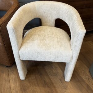 Darlington chenille upholstered three leg armchair. 24x24, 19”seat, 29” back